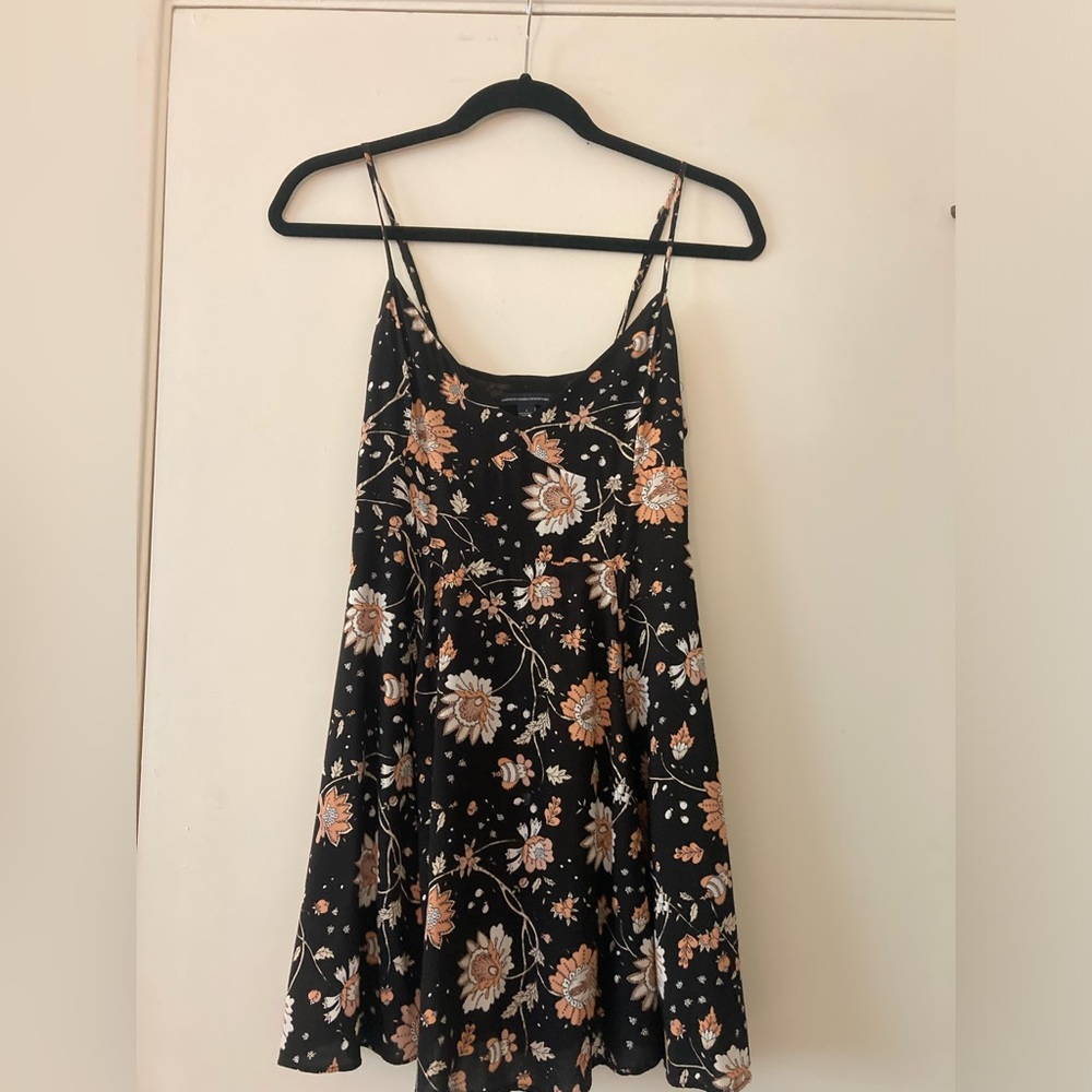 American Eagle, AEO, skater dress, black, floral, 4, S